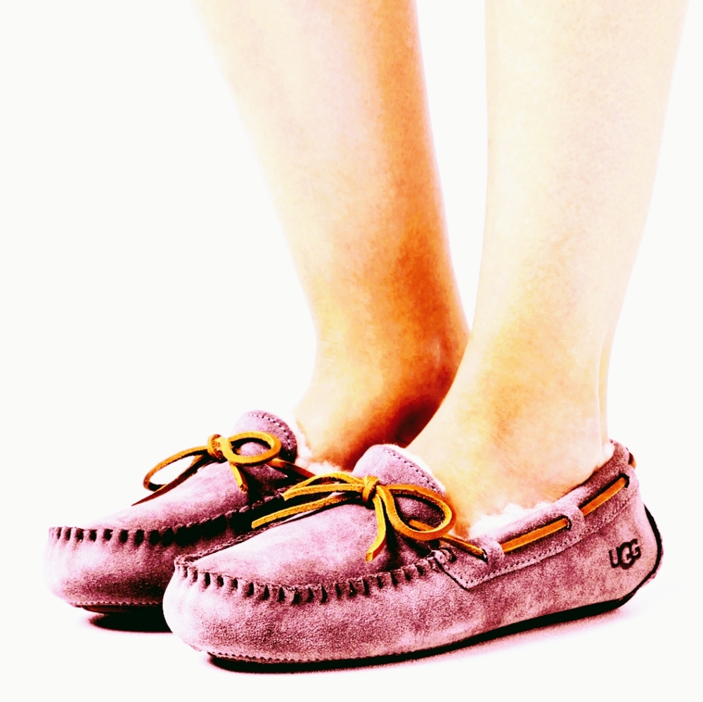 UGG Dakota Magenta Suede Moccasins Rubber Sole Slippers Limited Edition